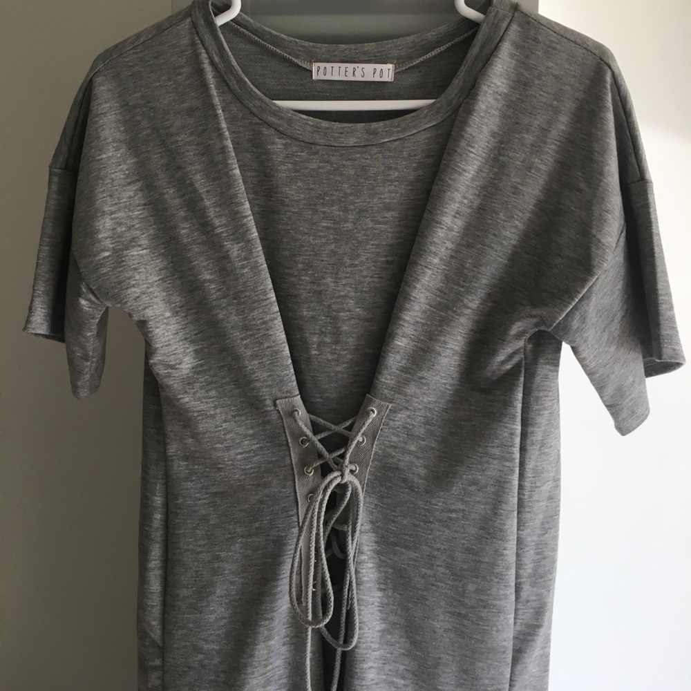Lace-up Gray Dress